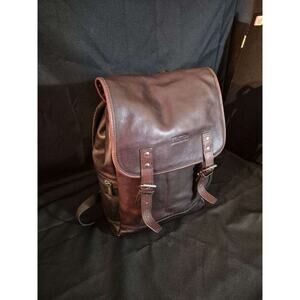 Kenneth Cole Reaction Brown Leather Backpack Laptop Bag Satchel Academia